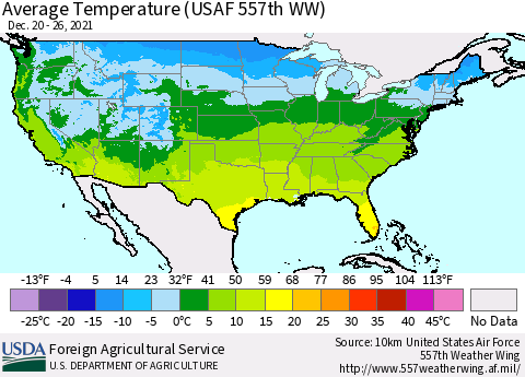 United States Average Temperature (USAF 557th WW) Thematic Map For 12/20/2021 - 12/26/2021