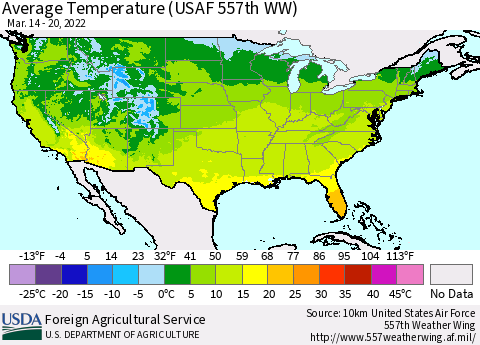 United States Average Temperature (USAF 557th WW) Thematic Map For 3/14/2022 - 3/20/2022