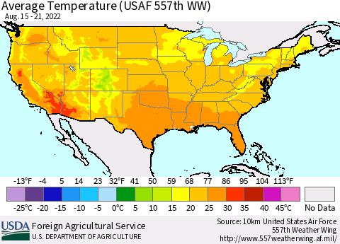 United States Average Temperature (USAF 557th WW) Thematic Map For 8/15/2022 - 8/21/2022
