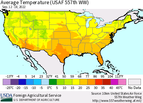 United States Average Temperature (USAF 557th WW) Thematic Map For 9/12/2022 - 9/18/2022