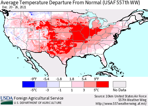 United States Average Temperature Departure from Normal (USAF 557th WW) Thematic Map For 12/20/2021 - 12/26/2021
