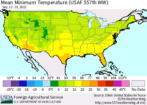 United States Mean Minimum Temperature (USAF 557th WW) Thematic Map For 9/12/2022 - 9/18/2022