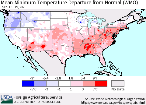 United States Minimum Temperature Departure From Normal (WMO) Thematic Map For 9/13/2021 - 9/19/2021