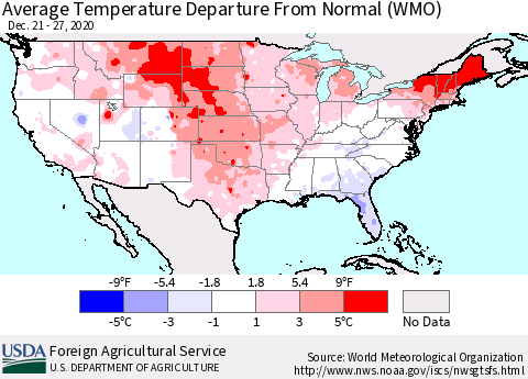 United States Average Temperature Departure From Normal (WMO) Thematic Map For 12/21/2020 - 12/27/2020