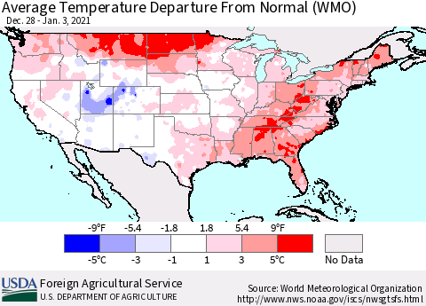 United States Average Temperature Departure From Normal (WMO) Thematic Map For 12/28/2020 - 1/3/2021