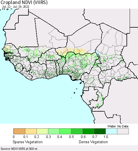 Western Africa Cropland NDVI (VIIRS) Thematic Map For 7/12/2022 - 7/19/2022