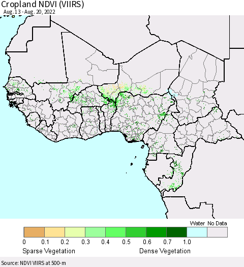 Western Africa Cropland NDVI (VIIRS) Thematic Map For 8/13/2022 - 8/20/2022