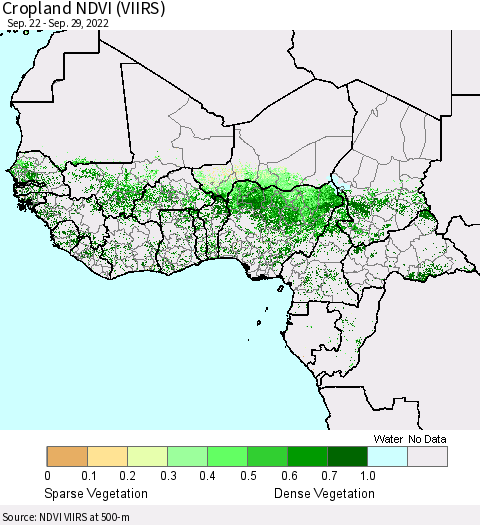 Western Africa Cropland NDVI (VIIRS) Thematic Map For 9/22/2022 - 9/29/2022