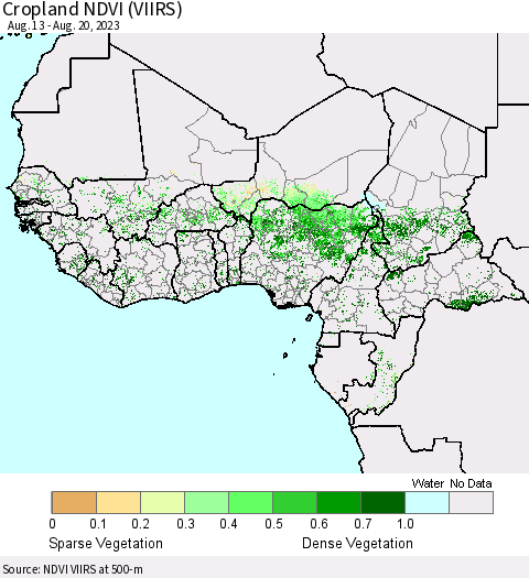 Western Africa Cropland NDVI (VIIRS) Thematic Map For 8/13/2023 - 8/20/2023