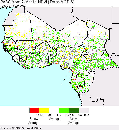 Western Africa PASG from 2-Month NDVI (Terra-MODIS) Thematic Map For 2/2/2022 - 2/9/2022