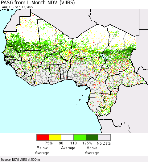 Western Africa PASG from 1-Month NDVI (VIIRS) Thematic Map For 9/6/2022 - 9/13/2022