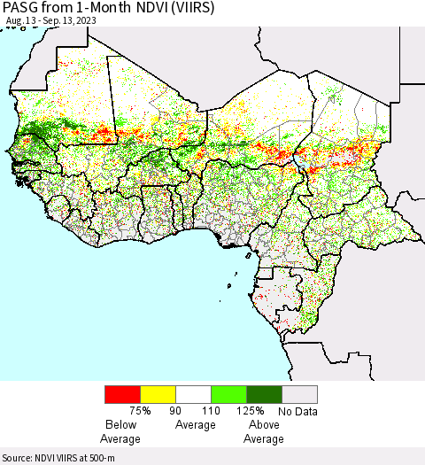 Western Africa PASG from 1-Month NDVI (VIIRS) Thematic Map For 9/6/2023 - 9/13/2023