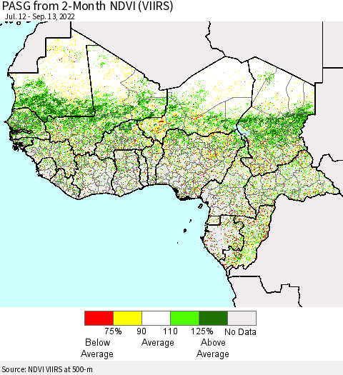 Western Africa PASG from 2-Month NDVI (VIIRS) Thematic Map For 9/6/2022 - 9/13/2022