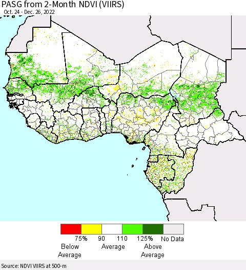 Western Africa PASG from 2-Month NDVI (VIIRS) Thematic Map For 12/19/2022 - 12/26/2022