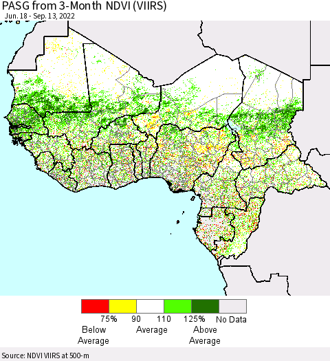 Western Africa PASG from 3-Month NDVI (VIIRS) Thematic Map For 9/6/2022 - 9/13/2022