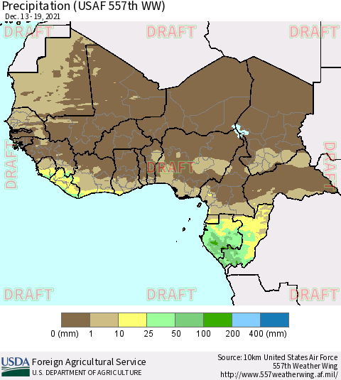 Western Africa Precipitation (USAF 557th WW) Thematic Map For 12/13/2021 - 12/19/2021