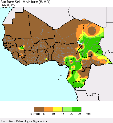 Western Africa Surface Soil Moisture (WMO) Thematic Map For 2/5/2024 - 2/11/2024