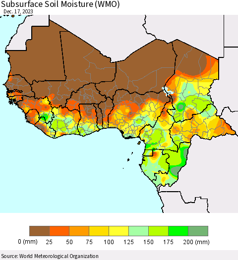 Western Africa Subsurface Soil Moisture (WMO) Thematic Map For 12/11/2023 - 12/17/2023