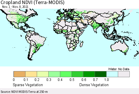 World Cropland NDVI (Terra-MODIS) Thematic Map For 11/1/2021 - 11/8/2021