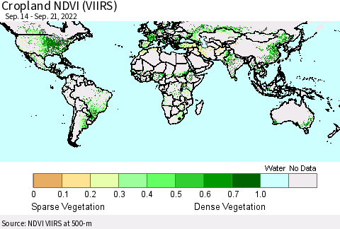 World Cropland NDVI (VIIRS) Thematic Map For 9/14/2022 - 9/21/2022