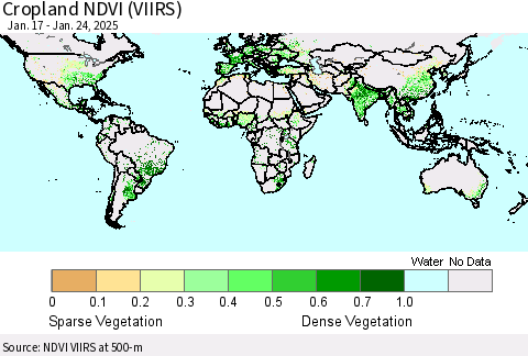 World Cropland NDVI (VIIRS) Thematic Map For 1/17/2025 - 1/24/2025