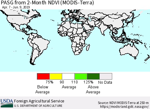 World PASG from 2-Month NDVI (Terra-MODIS) Thematic Map For 6/1/2019 - 6/10/2019