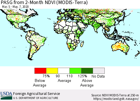 World PASG from 2-Month NDVI (MODIS-Terra) Thematic Map For 5/1/2020 - 5/10/2020