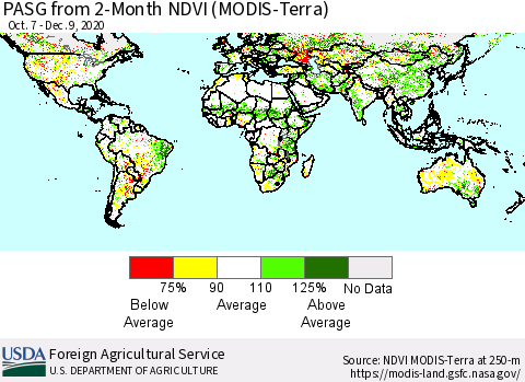 World PASG from 2-Month NDVI (MODIS-Terra) Thematic Map For 12/1/2020 - 12/10/2020