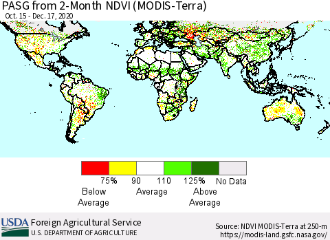 World PASG from 2-Month NDVI (Terra-MODIS) Thematic Map For 12/11/2020 - 12/20/2020