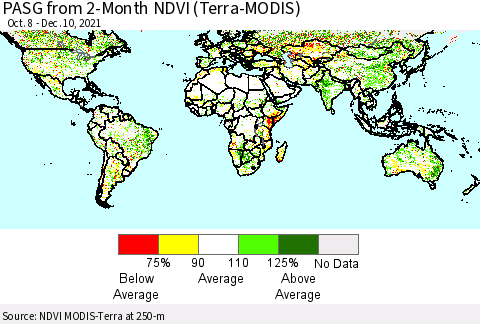 World PASG from 2-Month NDVI (MODIS-Terra) Thematic Map For 12/1/2021 - 12/10/2021
