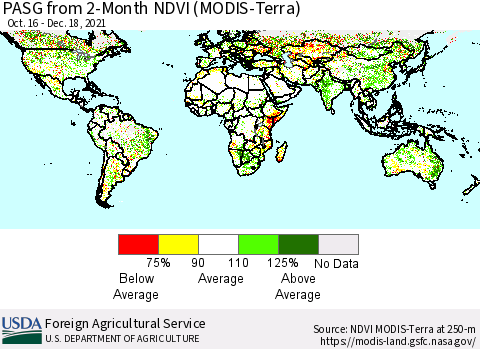 World PASG from 2-Month NDVI (MODIS-Terra) Thematic Map For 12/11/2021 - 12/20/2021