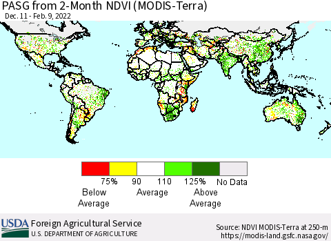 World PASG from 2-Month NDVI (Terra-MODIS) Thematic Map For 2/1/2022 - 2/10/2022