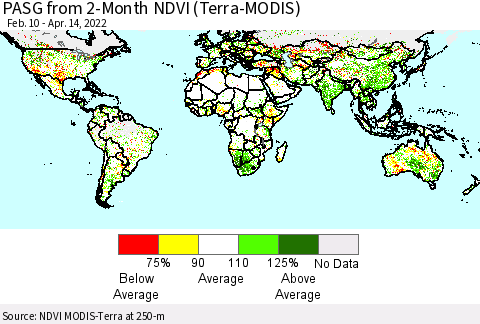 World PASG from 2-Month NDVI (Terra-MODIS) Thematic Map For 4/7/2022 - 4/14/2022