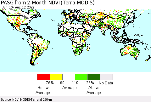 World PASG from 2-Month NDVI (Terra-MODIS) Thematic Map For 8/5/2022 - 8/12/2022