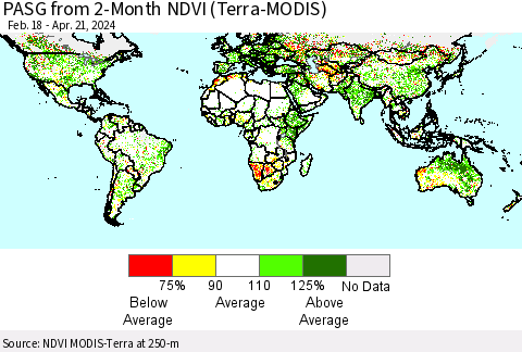 World PASG from 2-Month NDVI (Terra-MODIS) Thematic Map For 4/14/2024 - 4/21/2024