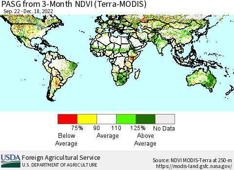 World PASG from 3-Month NDVI (Terra-MODIS) Thematic Map For 12/11/2022 - 12/20/2022