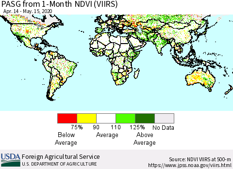 World PASG from 1-Month NDVI (VIIRS) Thematic Map For 5/11/2020 - 5/20/2020