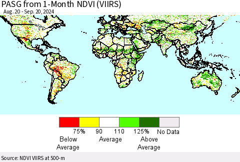 World PASG from 1-Month NDVI (VIIRS) Thematic Map For 9/13/2024 - 9/20/2024