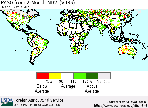 World PASG from 2-Month NDVI (VIIRS) Thematic Map For 5/1/2020 - 5/10/2020