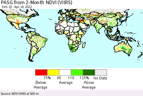 World PASG from 2-Month NDVI (VIIRS) Thematic Map For 4/7/2022 - 4/14/2022
