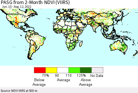 World PASG from 2-Month NDVI (VIIRS) Thematic Map For 8/5/2022 - 8/12/2022