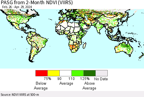 World PASG from 2-Month NDVI (VIIRS) Thematic Map For 4/22/2024 - 4/29/2024