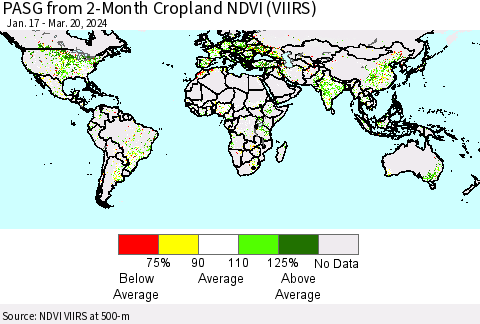 World PASG from 2-Month Cropland NDVI (VIIRS) Thematic Map For 3/13/2024 - 3/20/2024