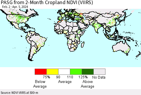 World PASG from 2-Month Cropland NDVI (VIIRS) Thematic Map For 3/29/2024 - 4/5/2024