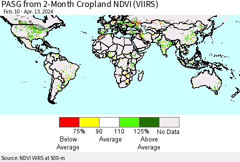 World PASG from 2-Month Cropland NDVI (VIIRS) Thematic Map For 4/6/2024 - 4/13/2024