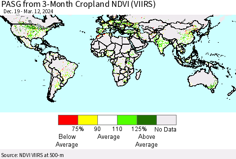 World PASG from 3-Month Cropland NDVI (VIIRS) Thematic Map For 3/5/2024 - 3/12/2024