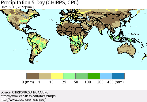 World Precipitation 5-Day (CHIRPS) Thematic Map For 12/6/2022 - 12/10/2022