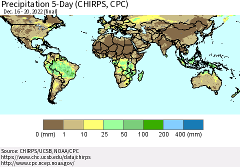 World Precipitation 5-Day (CHIRPS) Thematic Map For 12/16/2022 - 12/20/2022