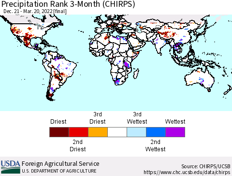 World Precipitation Rank 3-Month (CHIRPS) Thematic Map For 12/21/2021 - 3/20/2022
