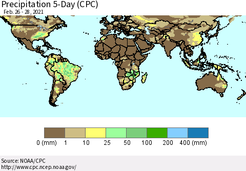 World Precipitation 5-Day (CPC) Thematic Map For 2/26/2021 - 2/28/2021